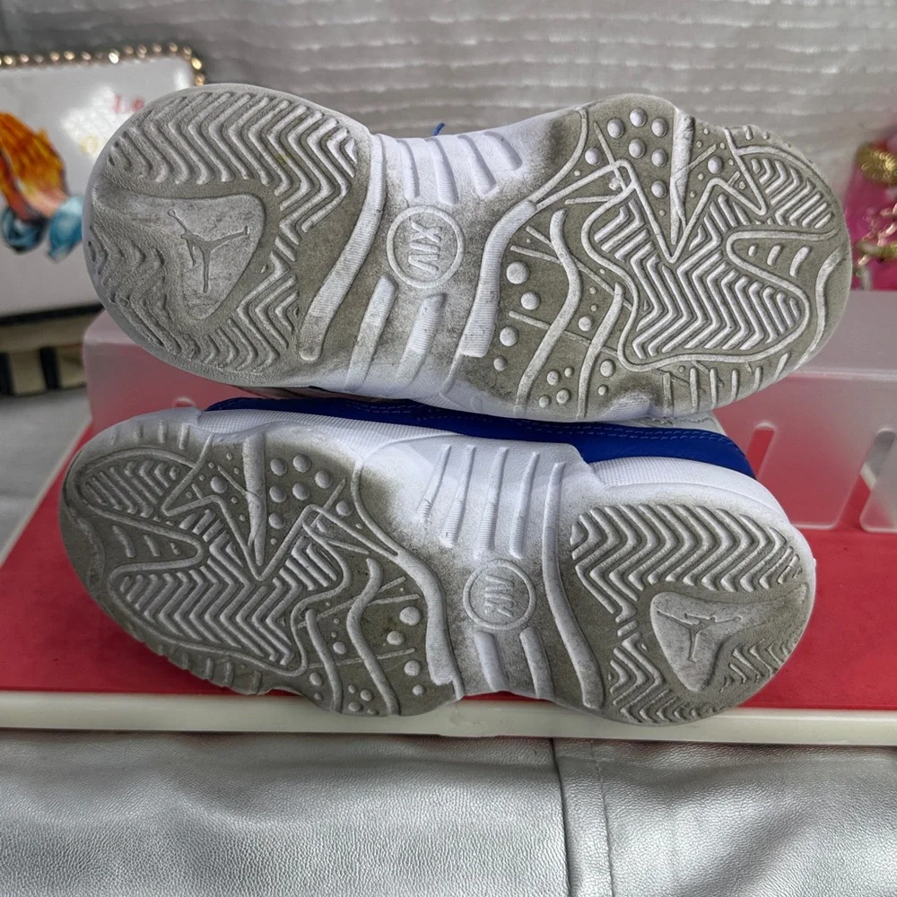 (N1)Jordan Jumpman-Unisex Baby Sneakers (11C,Boy and Girl),White,Blue and Orange - Picture 7 of 14